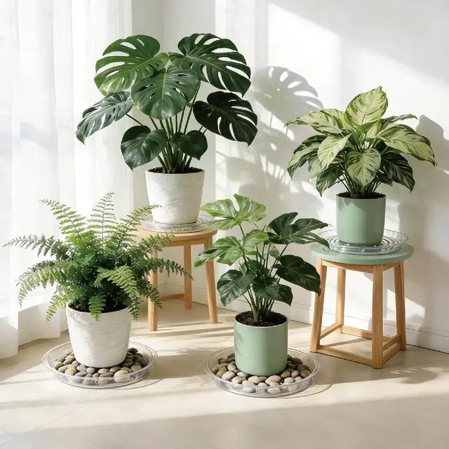 Alt view image 7 of 7 - 20 Pack Clear Plant Saucers (6/8/10/12 in) Indoor/Outdoor | Plant Saucer, Plant Trays, Plant Drip Trays, Plant Water Catcher Tray, Plastic Trays for Plants, Flower Pot Saucers.