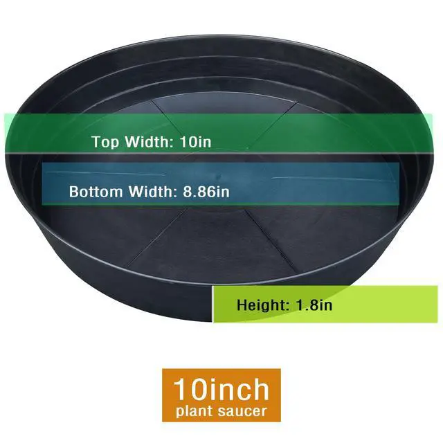 Alt view image 2 of 7 - Plant Saucer 4 Pack 10 inch Heavy Drainage Tray for Indoors No Holes, 12 14 16 18 20 25 Inch Plastic Plant saucers Water Catcher for Pots Base Extra-Deep Plant Trays for Flower Pot (10 Inch, Black)