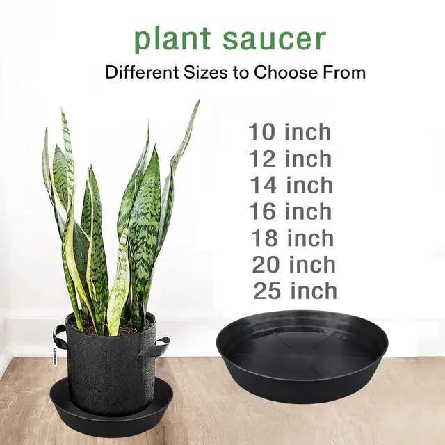 Alt view image 4 of 7 - Plant Saucer 4 Pack 10 inch Heavy Drainage Tray for Indoors No Holes, 12 14 16 18 20 25 Inch Plastic Plant saucers Water Catcher for Pots Base Extra-Deep Plant Trays for Flower Pot (10 Inch, Black)