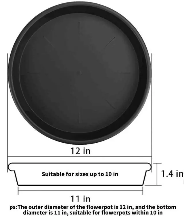 Alt view image 2 of 7 - Black Plant Saucer for Indoors,3 Pack 12inch Plastic Flower Plant Pot Saucer, Plastic Plant Saucer Drip Trays for Indoor and Outdoor Plants(3)