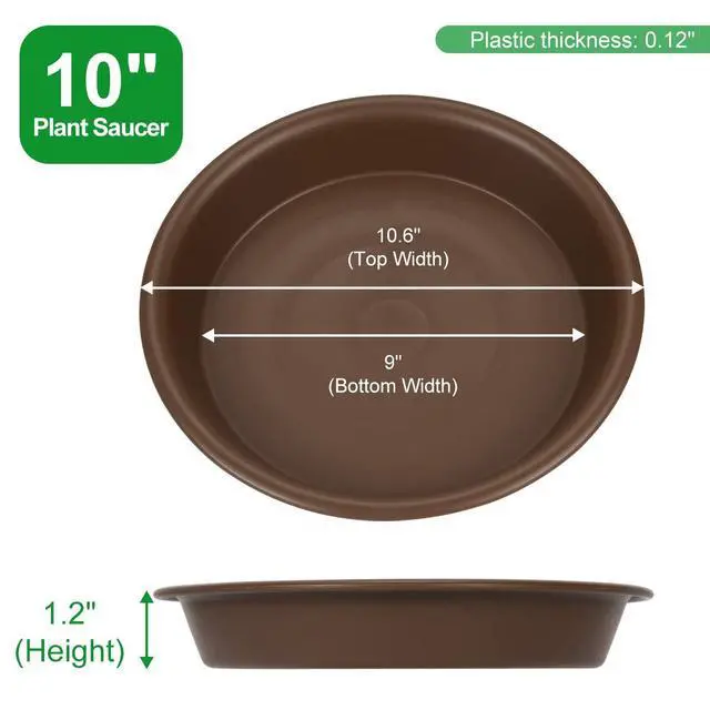 Alt view image 2 of 7 - Plant Saucer 10 inch, Heavy Large Planter Durable Thicker Plastic Plant Trays for Indoors and Outdoor, Plant Saucer Drip Trays,Brown(10" - 3 Pack)