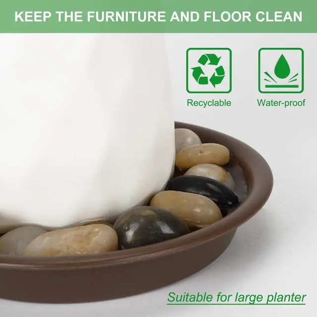 Alt view image 6 of 7 - Plant Saucer 10 inch, Heavy Large Planter Durable Thicker Plastic Plant Trays for Indoors and Outdoor, Plant Saucer Drip Trays,Brown(10" - 3 Pack)