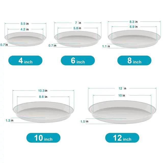 Alt view image 2 of 7 - 6 Pack of Plant Saucer 10 Inch, 10 inch Plant Saucer Round, Plastic Flower Plant Trays for Pots, Plant Saucers for Indoors 9", Plant Pot Saucers, Planter Tray for Planter 8-10" (10", Black)