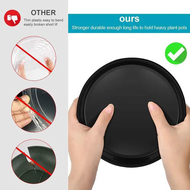 Alt view image 3 of 7 - 6 Pack of Plant Saucer 10 Inch, 10 inch Plant Saucer Round, Plastic Flower Plant Trays for Pots, Plant Saucers for Indoors 9", Plant Pot Saucers, Planter Tray for Planter 8-10" (10", Black)