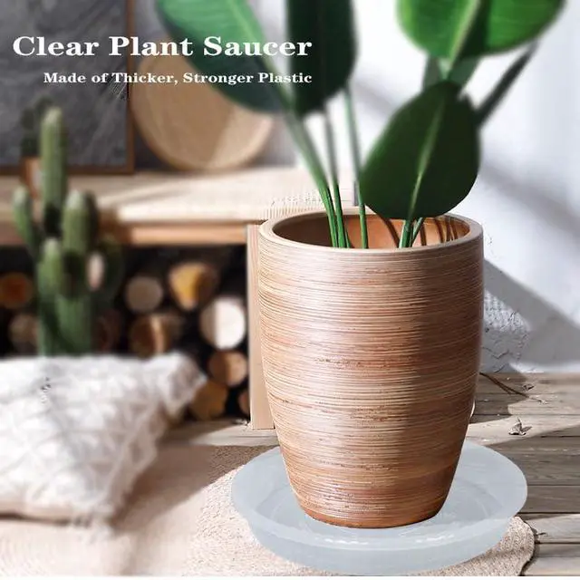 Alt view image 6 of 7 - Plant Saucer 6 Pack of 12 inch, Clear Plastic Flower Plant Pot Saucer, Heavy Duty Plant Drip Trays Saucers for Indoor, Plant Water Tray for Planters