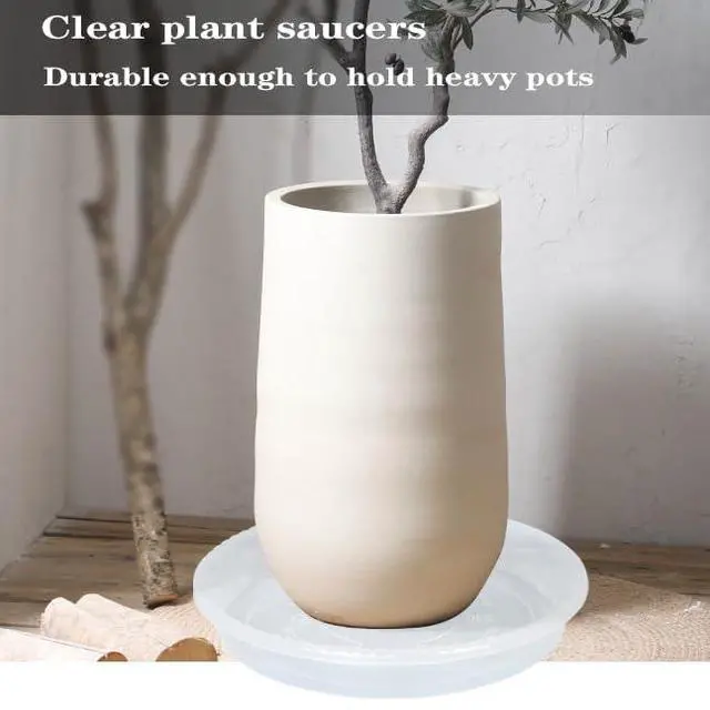 Alt view image 7 of 7 - Plant Saucer 6 Pack of 12 inch, Clear Plastic Flower Plant Pot Saucer, Heavy Duty Plant Drip Trays Saucers for Indoor, Plant Water Tray for Planters