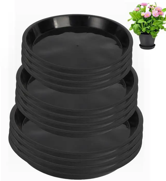 Main image of 12 Pack Plant Saucer 8 10 12 Inch Plastic Plant Tray, Sturdy and Durable Flower Pot Container Accessories Plant Pot Saucers for Indoor and Outdoor (8 10 12 Inch, Black)