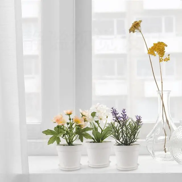 Alt view image 2 of 7 - 28 Pack 4 inch Small Plant Pots, Plastic Planters with Drainage Holes and Saucers for Flowers Plants, Succulents, Seed Starting Pots, White