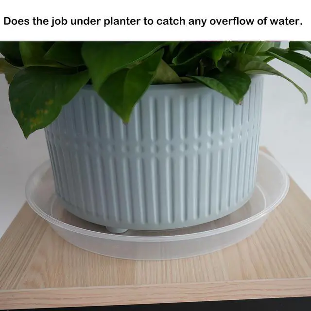 Alt view image 5 of 7 - 20 Pack Plant Saucer Tray (6 8 10 12 inch), Plant Saucers for Indoors Outdoor, Plastic Heavy Duty Drainage Drip Water Trays for Planter Pots Flower, Clear Pot Saucers Trays for Plants