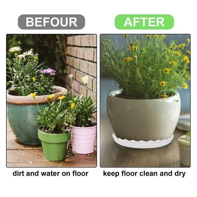 Alt view image 2 of 7 - 12Pcs Plant Saucer, 6 8 10 Inch Durable Plastic Plant Trays for Pots, White Round Plant Pot Saucers, Drip Tray for Indoor and Outdoor Garden