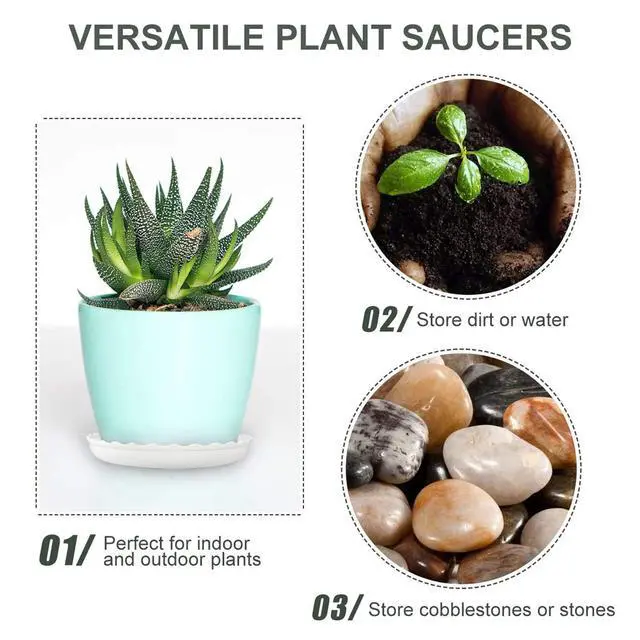 Alt view image 4 of 7 - 12Pcs Plant Saucer, 6 8 10 Inch Durable Plastic Plant Trays for Pots, White Round Plant Pot Saucers, Drip Tray for Indoor and Outdoor Garden