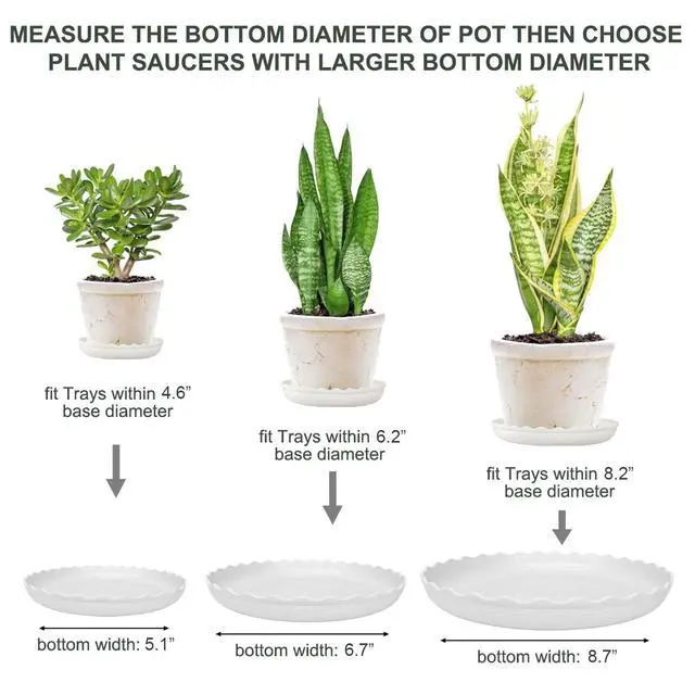 Alt view image 3 of 7 - 12Pcs Plant Saucer, 6 8 10 Inch Durable Plastic Plant Trays for Pots, White Round Plant Pot Saucers, Drip Tray for Indoor and Outdoor Garden