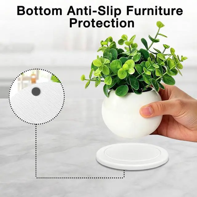 Alt view image 3 of 7 - Instant Dry Diatomaceous Earth Plant Saucer, Round Stone Drip & Drainage Tray for Indoor Outdoor, Absorbent Pot Coaster, Housewarming Gift, Keep Floors Dry and Clean (2,6in,White)