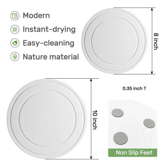 Alt view image 6 of 6 - Diatomaceous Earth Plant Saucer for Indoor, 2 Pack 8 inch, Instant Dry Pot Saucer, Plant Drip & Drainage Tray for Indoor, Off White