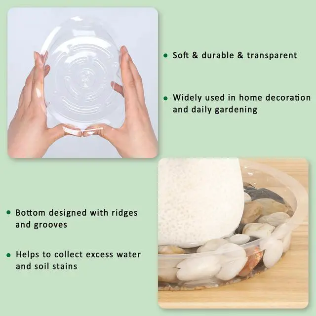 Alt view image 4 of 7 - 20 Pack Clear Plant Saucers6/8/10/12 Inch,Plastic Flower Pot Trays,Round Durable Plant Drip Trays for Indoor and Outdoor