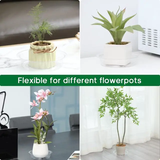 Alt view image 5 of 7 - 20 Pack Clear Plant Saucers6/8/10/12 Inch,Plastic Flower Pot Trays,Round Durable Plant Drip Trays for Indoor and Outdoor