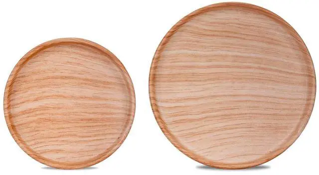 Main image of Ceramic Plant Saucer | Plant Trays for Indoors | Drip Tray | Plant Pot Saucers (4.5in + 5.75in, Wooden Grain)