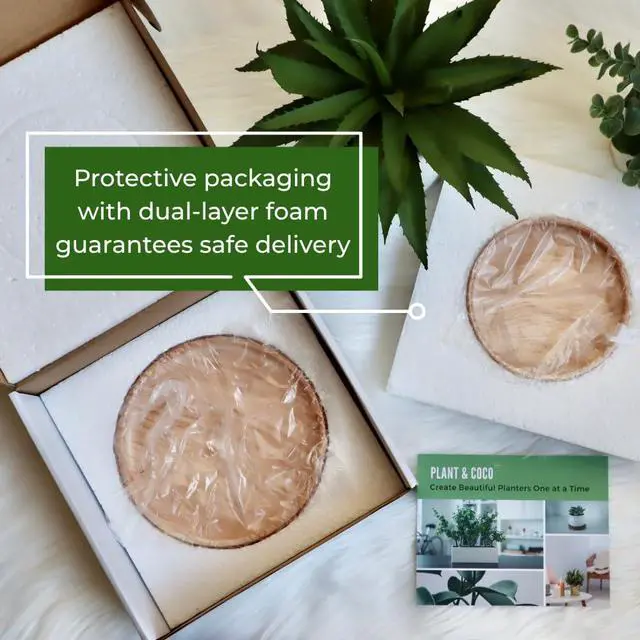 Alt view image 5 of 7 - Ceramic Plant Saucer | Plant Trays for Indoors | Drip Tray | Plant Pot Saucers (4.5in + 5.75in, Wooden Grain)