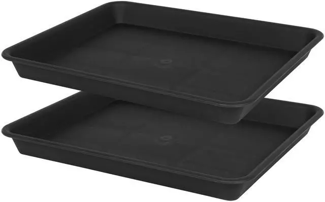 Main image of Plant Saucer Growing Tray, Seed Starter Tray Rectangular, Heavy Sturdy Plastic Plant Drainage Saucers, Plant Drip Trays for Pots, Seed Starter Growing Trays (11 x 9 inch, 2 Pack)