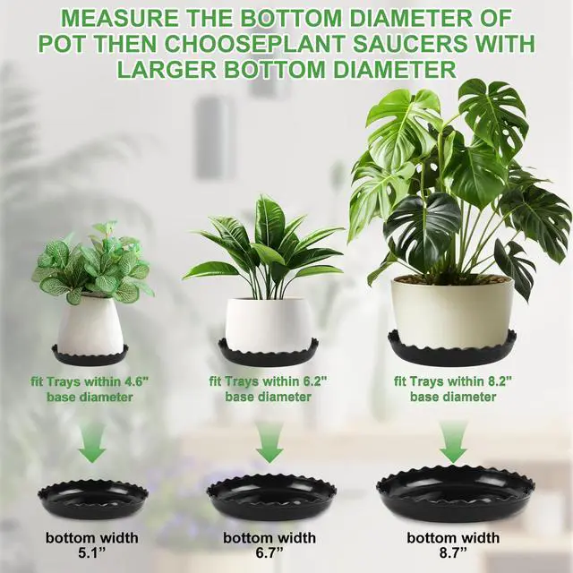 Alt view image 3 of 7 - 12 Packs Wave Plant Saucer - Plastic Flower Pot Drip Trays/Durable Heavy Duty Black Plant Tray for Indoor and Out Door Plant(6/8/10 inch)
