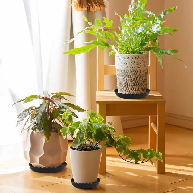 Alt view image 4 of 7 - 12 Packs Wave Plant Saucer - Plastic Flower Pot Drip Trays/Durable Heavy Duty Black Plant Tray for Indoor and Out Door Plant(6/8/10 inch)
