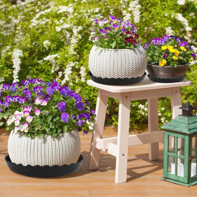 Alt view image 7 of 7 - 12 Packs Wave Plant Saucer - Plastic Flower Pot Drip Trays/Durable Heavy Duty Black Plant Tray for Indoor and Out Door Plant(6/8/10 inch)