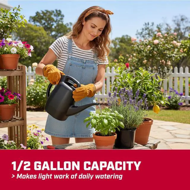 Alt view image 2 of 7 - 1/2-Gallon Watering Can, Lightweight for Easy Watering | Lightweight compact design; ideal for indoor plants watering with large opening for easy refill and controlled pour