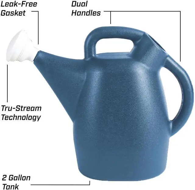 Alt view image 3 of 7 - 2-Gallon Watering Can, Drip-Free Spout for Clean Pour | Recycled lightweight tank; ideal for lawn and garden watering, supports fertilizer mixing with balanced handle and long spout