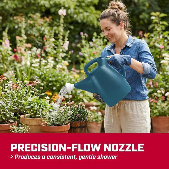 Alt view image 2 of 7 - 2-Gallon Watering Can, Drip-Free Spout for Clean Pour | Recycled lightweight tank; ideal for lawn and garden watering, supports fertilizer mixing with balanced handle and long spout