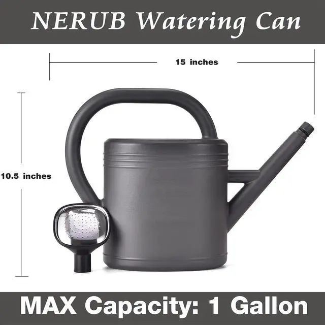 Alt view image 2 of 7 - Watering Can 1 Gallon for Garden, Indoor Plants, Outdoor Plant House Flower, Large Long Spout with Sprinkler Head (Grey)