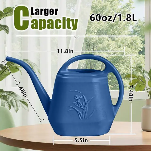Alt view image 2 of 7 - Plastic Watering Can Grip -1/2 Gallon - Blue | With Long Spout for Watering-Home Indoor and Outdoor Garden