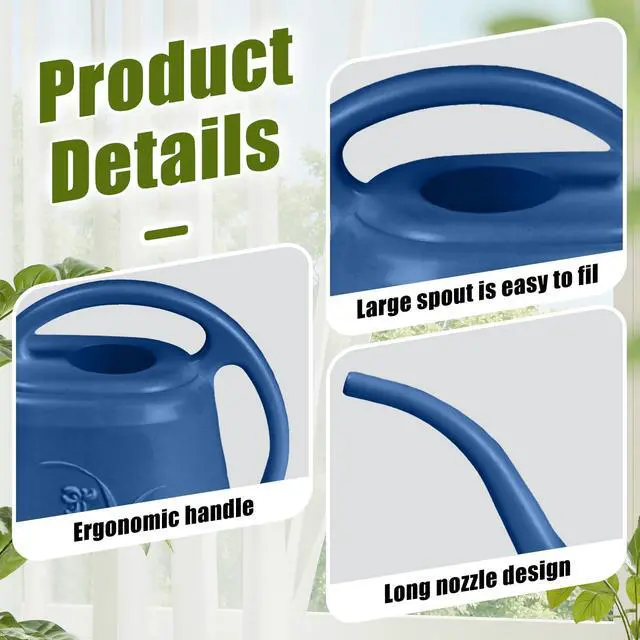 Alt view image 3 of 7 - Plastic Watering Can Grip -1/2 Gallon - Blue | With Long Spout for Watering-Home Indoor and Outdoor Garden
