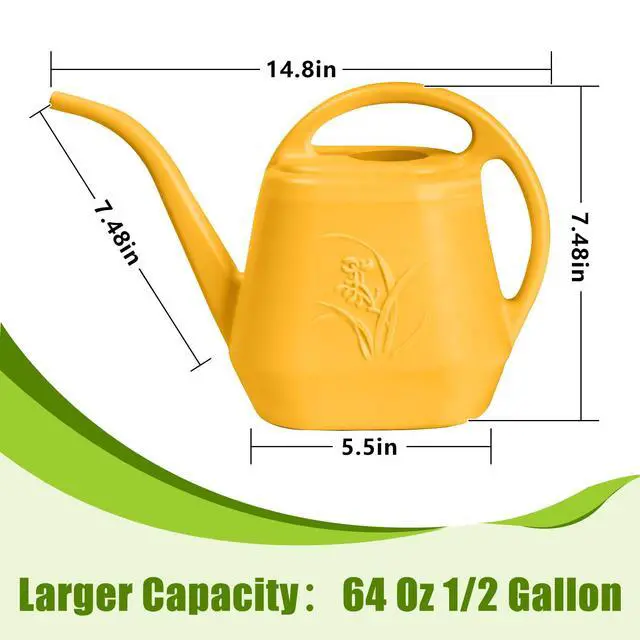 Alt view image 2 of 7 - Hand Plastic Watering Can - for Indoor and Outdoor Home Garden Plants - with Long Spout - Orange - 1/2 Gallon
