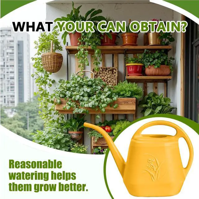 Alt view image 3 of 7 - Hand Plastic Watering Can - for Indoor and Outdoor Home Garden Plants - with Long Spout - Orange - 1/2 Gallon