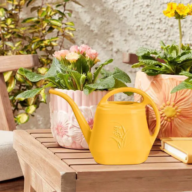 Alt view image 5 of 7 - Hand Plastic Watering Can - for Indoor and Outdoor Home Garden Plants - with Long Spout - Orange - 1/2 Gallon