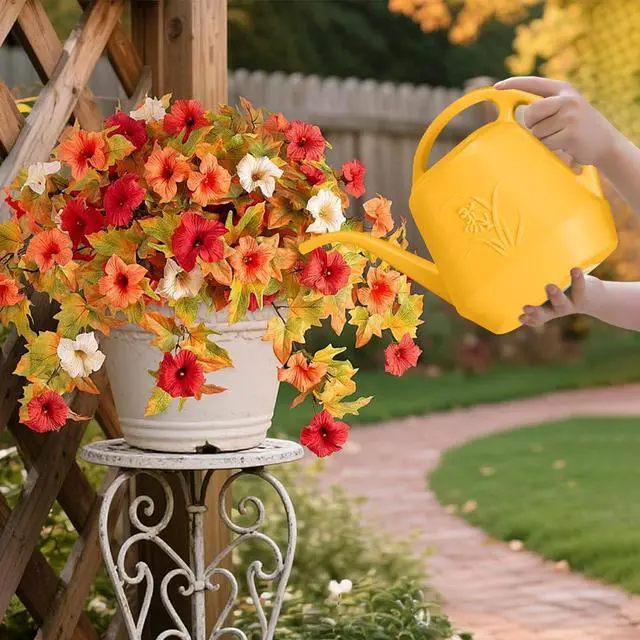 Alt view image 7 of 7 - Hand Plastic Watering Can - for Indoor and Outdoor Home Garden Plants - with Long Spout - Orange - 1/2 Gallon