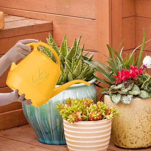 Alt view image 6 of 7 - Hand Plastic Watering Can - for Indoor and Outdoor Home Garden Plants - with Long Spout - Orange - 1/2 Gallon