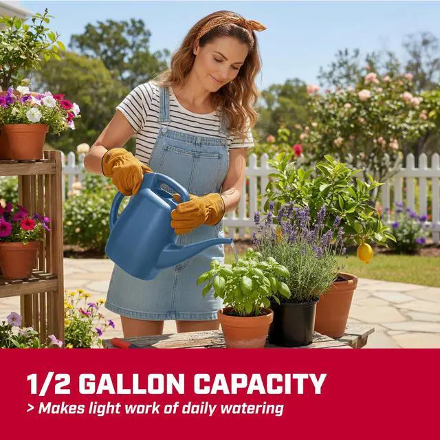 Alt view image 2 of 7 - 1/2-Gallon Watering Can, Lightweight for Easy Watering | Recycled lightweight design; ideal for indoor plants watering with large opening for easy refill and controlled pour