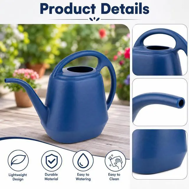 Alt view image 3 of 7 - Plastic Watering Can, Blue, 1-Gallon