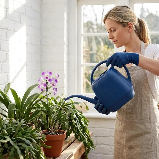 Alt view image 4 of 7 - Plastic Watering Can, Blue, 1-Gallon