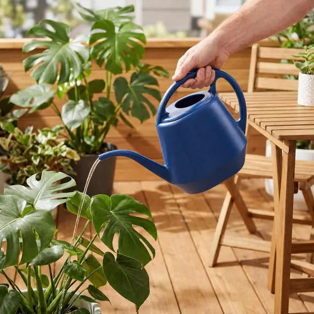 Alt view image 6 of 7 - Plastic Watering Can, Blue, 1-Gallon