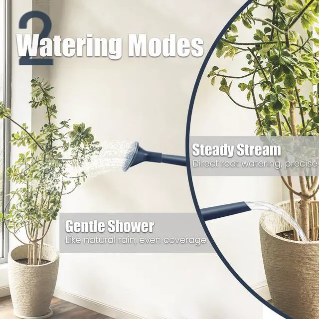 Alt view image 4 of 7 - 1.8L Watering Can, Small Watering Can for Indoor Plants with Long Spout | Long Spout Water Can, Detachable Shower Head, Small Plastic, Indoor Plants, Houseplants, Garden Flowers, Approx. 0.5 gallon