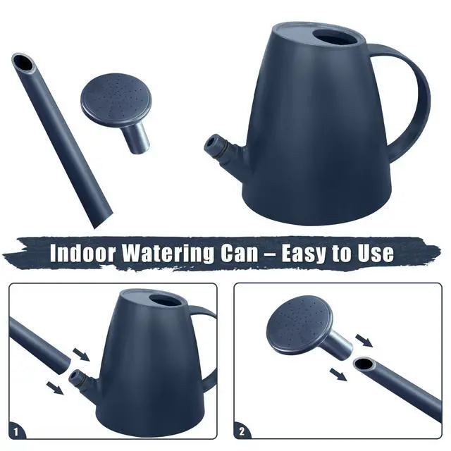 Alt view image 3 of 7 - 1.8L Watering Can, Small Watering Can for Indoor Plants with Long Spout | Long Spout Water Can, Detachable Shower Head, Small Plastic, Indoor Plants, Houseplants, Garden Flowers, Approx. 0.5 gallon