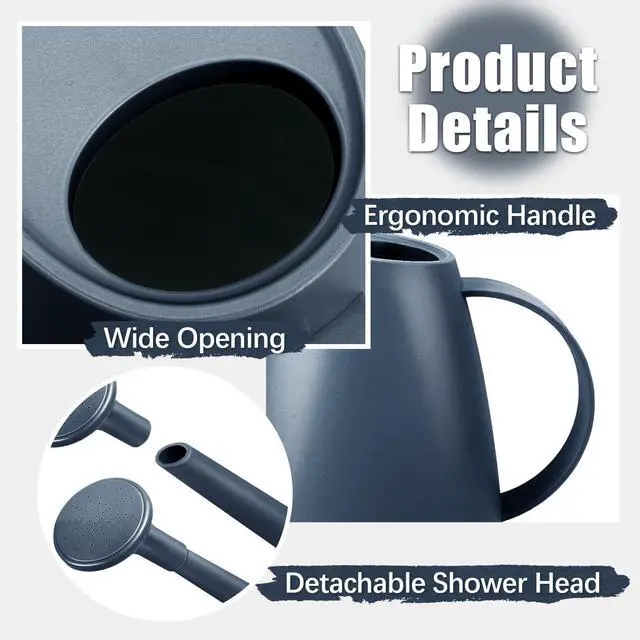Alt view image 6 of 7 - 1.8L Watering Can, Small Watering Can for Indoor Plants with Long Spout | Long Spout Water Can, Detachable Shower Head, Small Plastic, Indoor Plants, Houseplants, Garden Flowers, Approx. 0.5 gallon