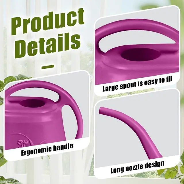 Alt view image 3 of 7 - Plant Watering Can - 1/2 Gallon - Rose Red | With Long Spout for Watering-Home Indoor and Outdoor Garden