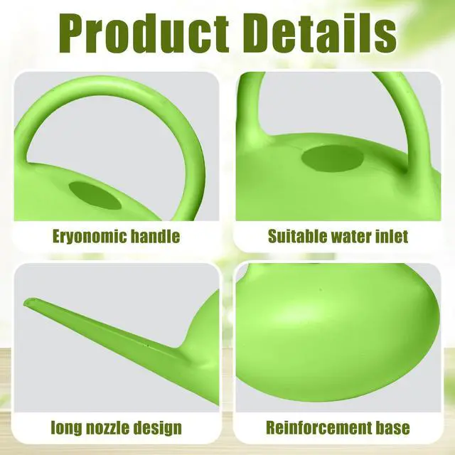 Alt view image 3 of 7 - Small Plastic Watering Can - 1/4 Gallon - for Home Plant Garden - Green