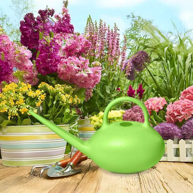 Alt view image 4 of 7 - Small Plastic Watering Can - 1/4 Gallon - for Home Plant Garden - Green