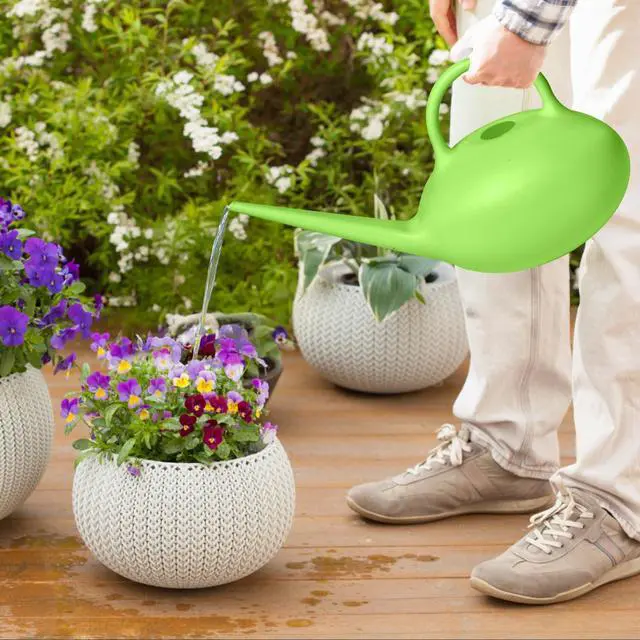 Alt view image 7 of 7 - Small Plastic Watering Can - 1/4 Gallon - for Home Plant Garden - Green