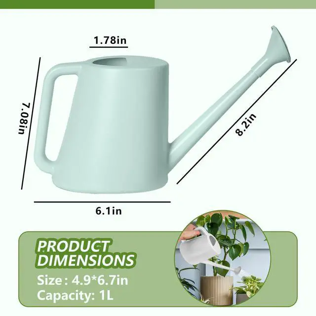 Alt view image 2 of 7 - Plant Watering Can - for Indoor and Outdoor Home Garden Plants - with Long Spout - Light Green - 1/2 Gallon