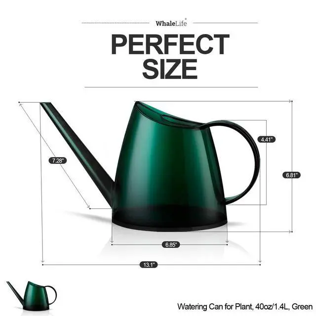 Alt view image 3 of 7 - Small Indoor Plant Watering Can - 1.4L Dark Green Long Spout | Long Spout Prevents Spills Fits 5 Potted Bonsais Ergonomic Grip Precise Control Stylish Nordic Vibe Decor